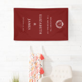 Burgundy Crest Wedding Welcome, Custom Initials 横断幕 (インサイチュ)