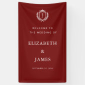 Burgundy Crest Wedding Welcome, Custom Initials 横断幕 (縦)