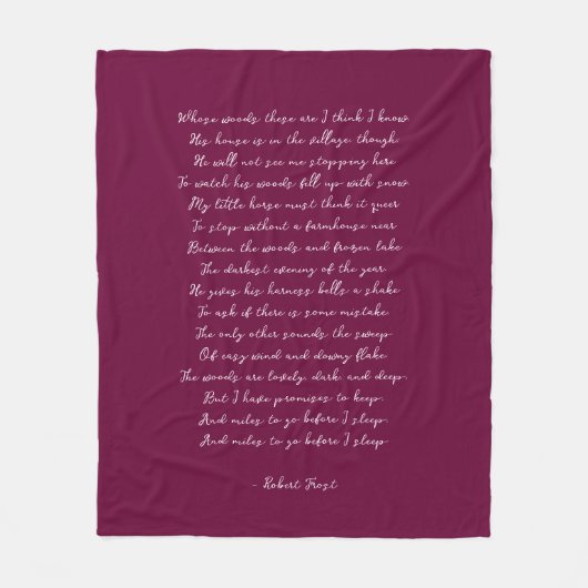 Burgundy Custom Poem Song Lyric Quote  フリースブランケット (正面)