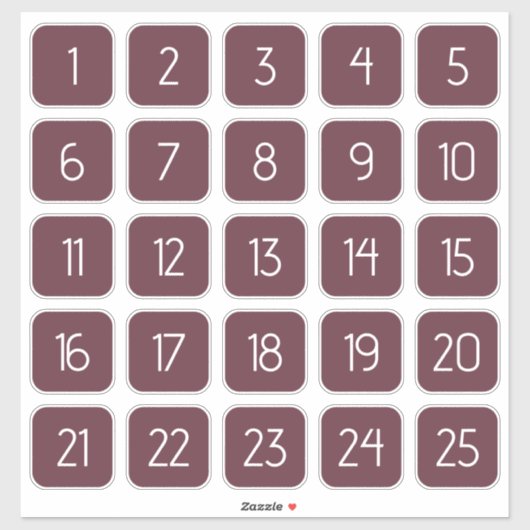 Burgundy Customizable Square Number Stickers  シール (シート)