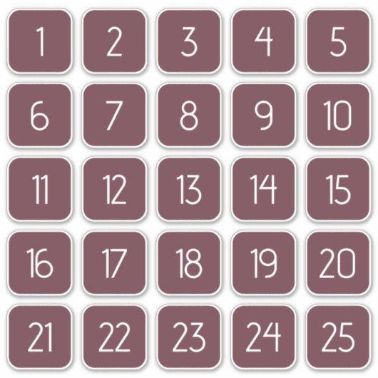 Burgundy Customizable Square Number Stickers  シール (正面)