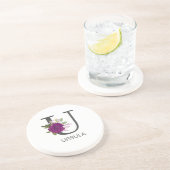 Burgundy Dahlia Floral Alphabet Letter Monogram   コースター (側面)