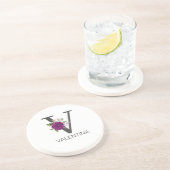 Burgundy Dahlia Floral Alphabet Letter Monogram   コースター (側面)