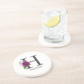 Burgundy Dahlia Floral Alphabet Letter Monogram   コースター (側面)