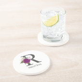 Burgundy Dahlia Floral Alphabet Letter Monogram   コースター (側面)