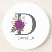 Burgundy Dahlia Floral Alphabet Letter Monogram  O コースター (正面)