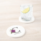 Burgundy Dahlia Floral Alphabet Letter Monogram  O コースター (側面)