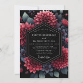 Burgundy Dahlia Opulent Wedding 招待状 (正面)