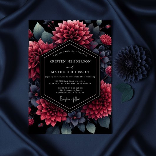 Burgundy Dahlia Opulent Wedding 招待状