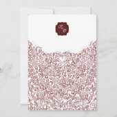 Burgundy Damask Frame Wedding Invitation 招待状 (裏面)