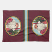 Burgundy dark green and gold キッチンタオル (横)