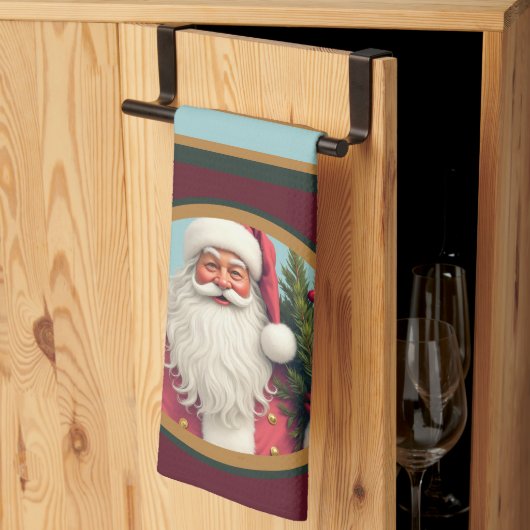 Burgundy dark green and gold キッチンタオル (三つ折り)