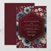 Burgundy Dark Romance Wedding 招待状 (正面/裏面)