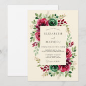 Burgundy Deluxe Winter Wedding 招待状 (正面/裏面)