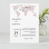 Burgundy Destination Travelテーマ結婚の写真 招待状 (スタンド正面)