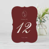 Burgundy Die-Cut Wedding Table Number 招待状 (スタンド正面)
