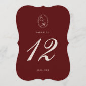 Burgundy Die-Cut Wedding Table Number 招待状 (正面)