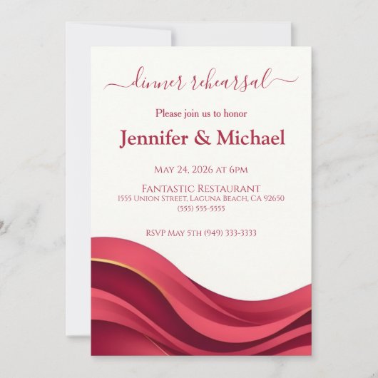 Burgundy Dinner Rehearsal  招待状 (正面)