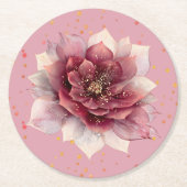 Burgundy Dream Flower ラウンドペーパーコースター (正面)