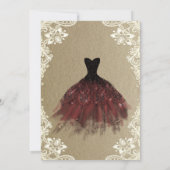 Burgundy Dress,Crown,Lace Kraft Sweet 16 Party 招待状 (裏面)