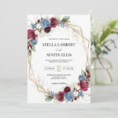 Burgundy Dusty Blue Geometric Digital Invitation 招待状 (スタンド正面)
