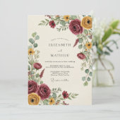 Burgundy Earthy Autumn Wedding 招待状 (スタンド正面)