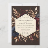 Burgundy Earthy Bloom Wedding 招待状 (正面)