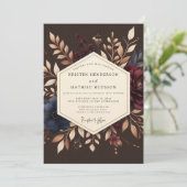 Burgundy Earthy Bloom Wedding 招待状 (スタンド正面)