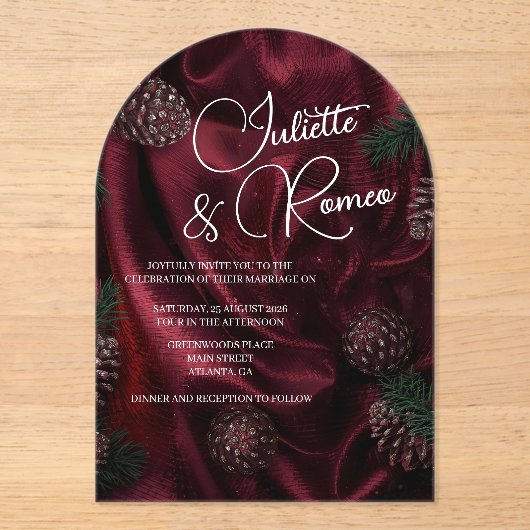 Burgundy Elegance  アクリル招待状 (正面)