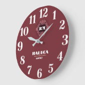 Burgundy Elegance Custom name ラージ壁時計 (傾斜)