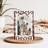 Burgundy Elegant Bow Photo Christmas シーズンカード