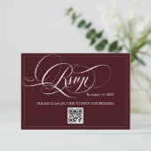 Burgundy Elegant Calligraphy Wedding 出欠カード (スタンド正面)