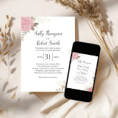 Burgundy Elegant Floral Custom Wedding 招待状