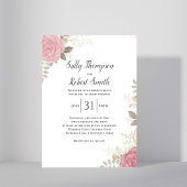 Burgundy Elegant Floral Custom Wedding 招待状