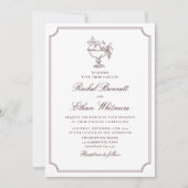 Burgundy Elegant Frame Wedding Invitation 案内状 (正面)
