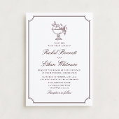 Burgundy Elegant Frame Wedding Invitation 案内状