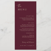 Burgundy Elegant Minimal Wedding Menu Card メニュー (正面)