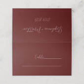 Burgundy Elegant Simple Minimalist Wedding プレイスカード (外部開封)
