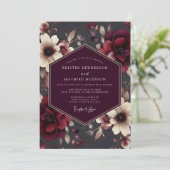 Burgundy Enigmatic Moody Wedding 招待状 (スタンド正面)