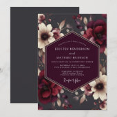 Burgundy Enigmatic Moody Wedding 招待状 (正面/裏面)