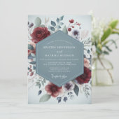 Burgundy Ethereal Bloom Wedding 招待状 (スタンド正面)