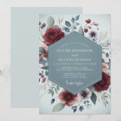 Burgundy Ethereal Bloom Wedding 招待状 (正面/裏面)