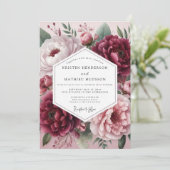 Burgundy Ethereal Blossom Wedding 招待状 (スタンド正面)