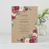 Burgundy Ethereal Flora Wedding 招待状 (スタンド正面)