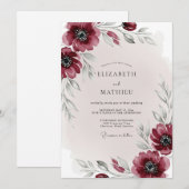 Burgundy Ethereal Winter Wedding 招待状 (正面/裏面)
