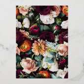 Burgundy Eucalyptus Floral Gold Engagement Party 箔招待状 (裏面)