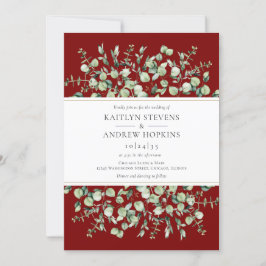 Burgundy Eucalyptus  Wedding 招待状