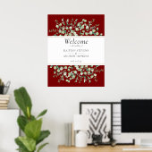 Burgundy Eucalyptus Wedding Welcome  ポスター (ホームオフィス)