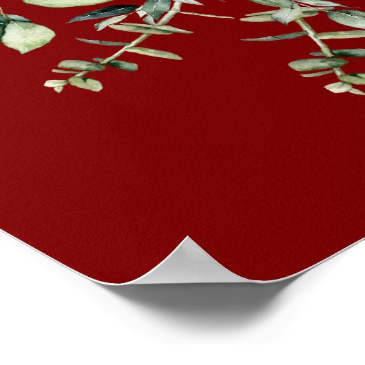 Burgundy Eucalyptus Wedding Welcome  ポスター (角)