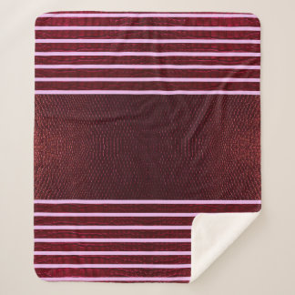 Burgundy Exotic Faux Snake Leather Linear Stripe シェルパブランケット